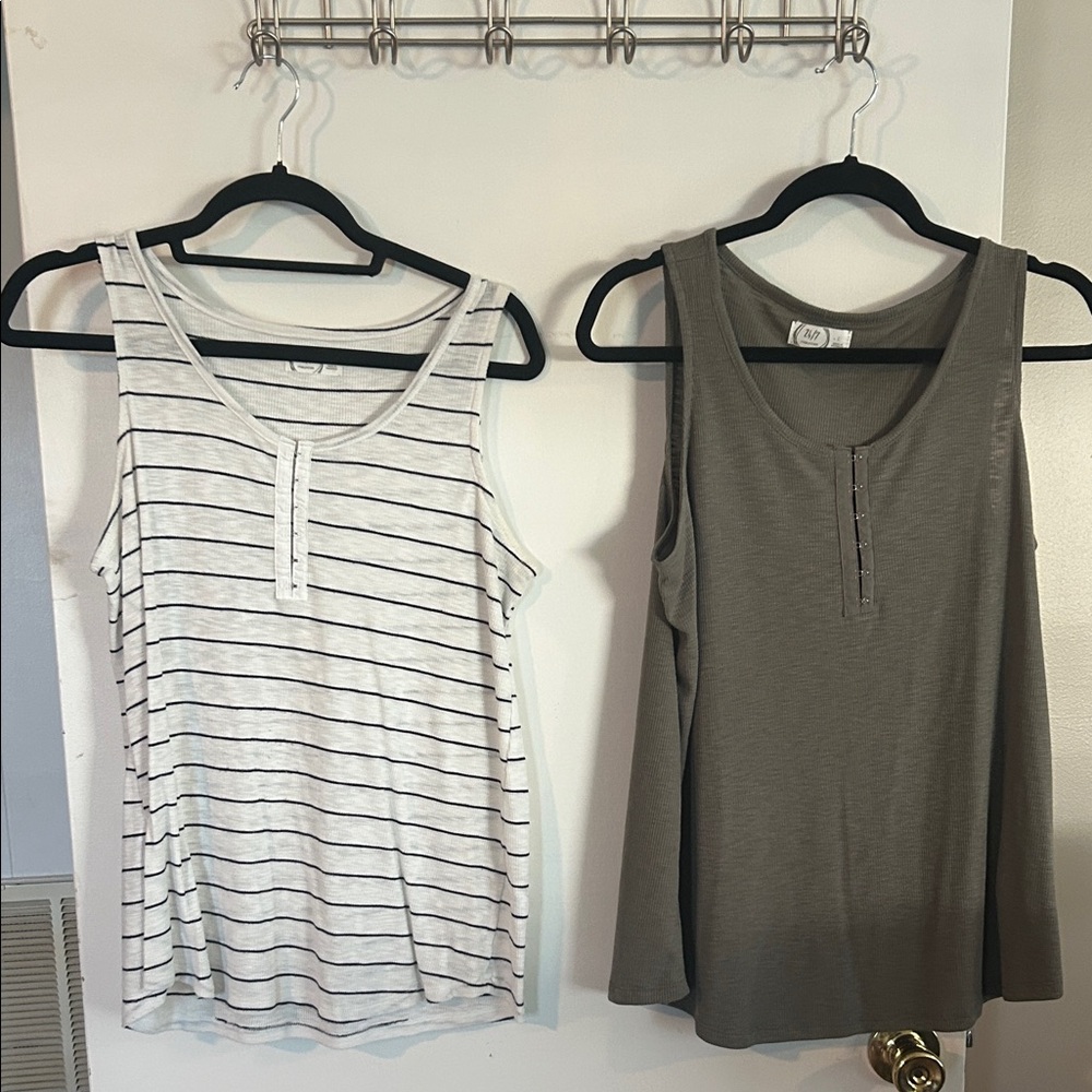Maurices White and Green Striped Tank Tops